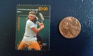 Bjorn Borg USTA Tennis Grenadines of St. Vincent Perforated Stamp RARE