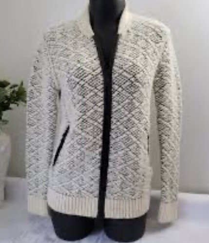 OFF WHITE RARO Club Monaco maglia zip lana alpaca panna maglione cappotto giacca blazer pesante