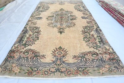 4'10x9'4 ft Afghan Turkish design Beige Serapi Rug- Vintage Handmade Floral Rug - Image 1 of 4