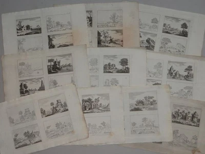 Ansichten mit Figurenstaffage - 10 Radierungen Joseph Carmine Landschaft 1810 - Bild 1 von 4