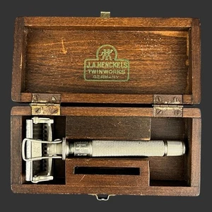 Vintage J.A. Henckels Twinworks Safety Razor w/ Wooden Case & Blade Germany - Picture 1 of 11