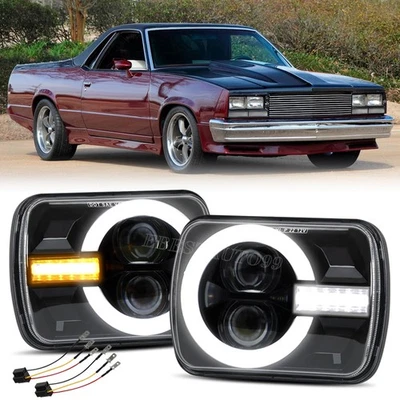 Faro LED halo DRL 5X7" 7X6" para camioneta Chevy El Camino 1978-1981 Malibu LUV Foto 1 de 4