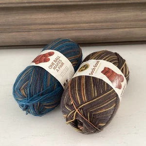 Lion Brand Sock Ease Yarn Lot Of 2 Balls Taffy Toffee Colorways Superwash Wool - Picture 1 of 7
