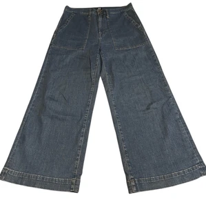 Gap Wide Leg Womens High Rise Stretch Cropped Jeans Size 30 Medium Wash - Picture 1 of 12