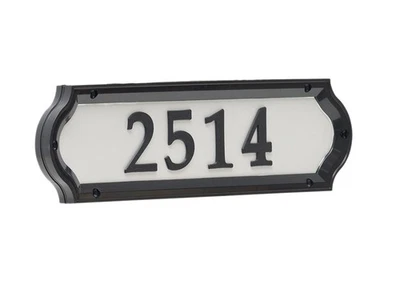 Letrero de dirección Products Nite brillante, 16" x 4,5", números negros blanco reflectante... Foto 1 de 4