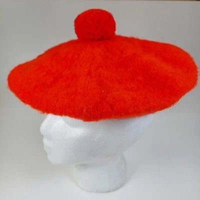 Винтажный LL Bean берет шляпа крышка 100% чистой шерсти красный 50-х 60-х Шотландии - Изображение 1 из 4