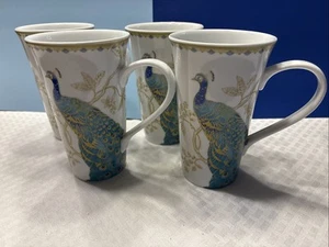 JUEGO DE 4 222 TAZAS DE CAFÉ CON LECHE DE JARDÍN QUINTA PAVO REAL USADAS EN EXCELENTE ESTADO - Imagen 1 de 6