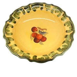Pizzato Serving Bowl Handmade/Painted Italy Yellow /Green/ Cherries Large 12" - Picture 1 of 9