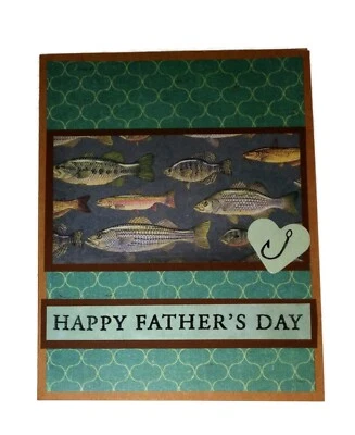 Tarjetas de felicitación PADRE PAPÁ - Gancho corazón de pez - Hecho a mano tamaño A2 con sobre OFERTA Foto 1 de 2