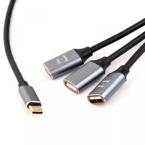 USB C to 3 x USB 2.0 A Female Y Splitter OTG Data Charging Cable 2m - Picture 1 of 6