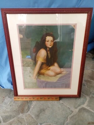 Antigua Litografía 'Psique' por William Kendall Arte Enmarcado Mariposa Hada Niña Foto 1 de 3