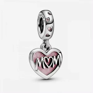 Pandora Mum Script Heart Pendant, I Love You charm ALE S925 - Picture 1 of 2