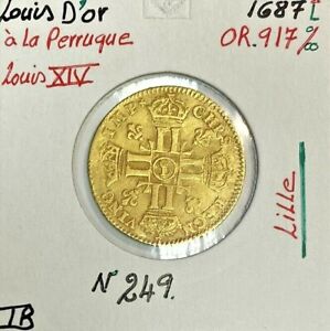 LOUIS D'OR à la Perruque (1687L) LOUIS XIV - Pièce de Monnaie en OR / Qualité:TB