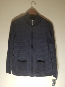 Karen Scott Full Zip Long Sleeve Cardigan Mock Neck Size Small NWT Pockets Blue - Picture 1 of 12