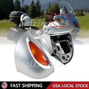 Silver Side Rearview Mirror w/ Turn Signal Amber Lens For BMW R1100RT R1150RT 2X - Picture 1 of 9