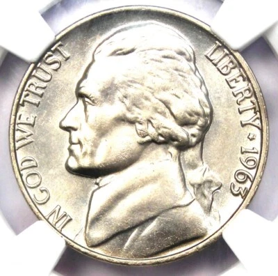 1963 Jefferson Nickel 5C - Certified NGC MS67 5 FS - Rare Grade - $4,500 Value! - Image 1 of 4