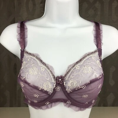 ALEGRO Sheer with Lace Underwire Sexy Lingerie Bra - Violet 9003 - 30-40 NWT - Image 1 of 4