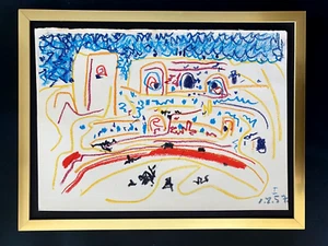 PABLO PICASSO + ORIGINAL 1961 TOROS Y TOREROS PRINT FRAMED WITH COA + LIST $1195 - Picture 1 of 3