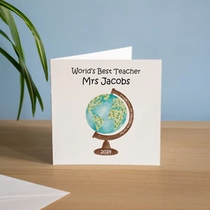 Tarjeta personalizada hecha a mano de agradecimiento maestro del mundo mejor maestro ayudándome a crecer - Imagen 1 de 3