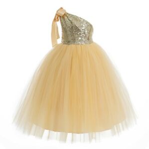 One-Shoulder Sequins Tutu Flower Girl Dress Tutu Dresses Princess Dress Pageant 