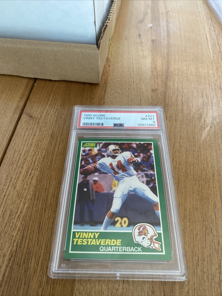 1989 Score Football #224 Vinny Testaverde PSA 8 NMMT Bucs Miami  NY Jets - Image 1 of 2