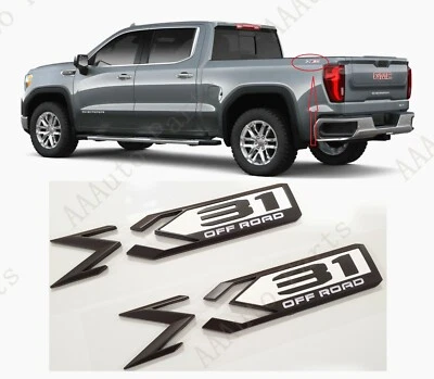 2件装黑色白色2019-2023 GMC Sierra 1500 X31越野后车身床徽章 — 第 1/4 张图片