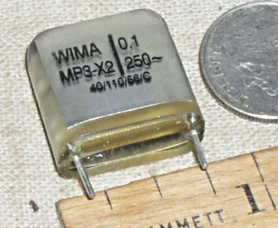 WIMA MPX20W3100FG00MSSD PELÍCULA DE PAPEL RFI CONDENSADOR DE SEGURIDAD .1UF 100NF 250V AC X2 Foto 1 de 4