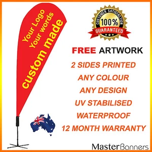 CUSTOM MADE Deluxe Double Sided Teardrop Banner Flag Kit Business Sign 2-4m - Picture 1 of 3