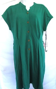 Calvin Klein Damen Gr. S Kleid Knöpfe Grün Knielang Kurzarm Neu mit Etikett - Bild 1 von 12