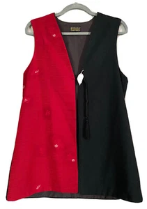 KIMONO DESIGNS: Atemberaubende Seide Kunst zu tragen Weste rot/schwarz skulpturaler Verschluss M  - Bild 1 von 6