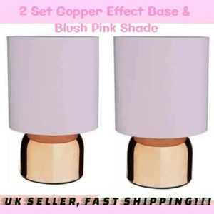Chrome 2 Touch Base ROSE GOLD Shade BED SIDE TABLE LAMP Light bedroom Fashion 💗 - Picture 1 of 6