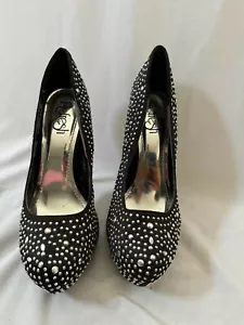 Refresh Women's Platform Stiletto High Heels Studded-Rhinestone Black 8.5 - Picture 1 of 10