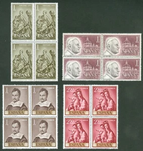 ESPAÑA 1962 - 4 SELLOS EN BLOQUES DE 4 - NUEVOS SIN FIJASELLOS - MNH. - Imagen 1 de 1