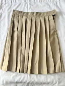 French Toast Skirt Uniform Mid Length Pleated Girls 14 Khaki Adjustable Waist - Picture 1 of 7