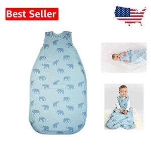 Adjustable Organic Cotton Toddler Sleep Sack - Ideal 2-4 Years, Elephant Design - Picture 1 of 9