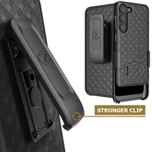 Samsung Galaxy S23 Ultra, S23, Strong Clip Holster Slim Case Stand Black New - Picture 1 of 12