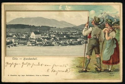 Germany Bavaria Bad Tölz Krankenheil Europe 1905 Postal Card - Image 1 of 2