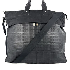 Borsa messenger business Burberry London a quadri in rilievo pelle nera autentica - Foto 1 di 23