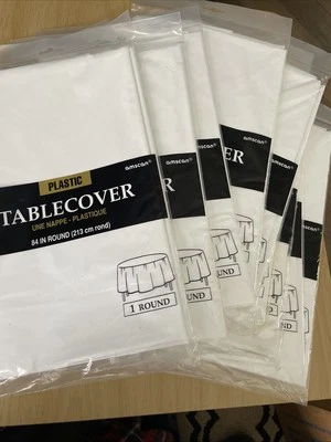 9 Pack Anscan Plastic Tablecover Tablecoth 84" ROUND Picnic Disposable Reusable - Image 1 of 4