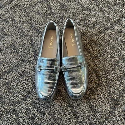 Mocasines Aldo Astawia de cuero plateado metálico talla 7,5 Foto 1 de 4
