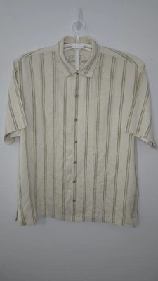 Tommy Bahama Mens XL Beige Silk Short Sleeve Button Up Shirt XL257 - Image 1 of 4