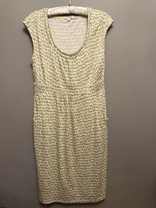 Boden Jersey Pencil Dress in Beige, Lime and white Size 14L - Picture 1 of 8