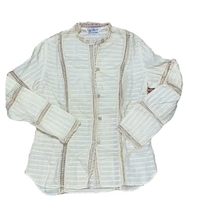 Corsé Bill Atkinson Vintage Pin Tuck Mezcla de Lino Ojales Abotonados Talla Pequeña Foto 1 de 4