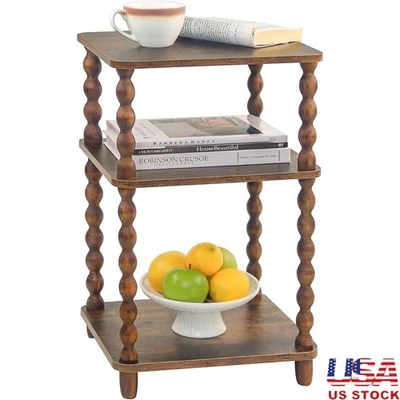 Vintage 3-Tier Side Table Modern Nightstand Compact End Table Living Room New - Image 1 of 4