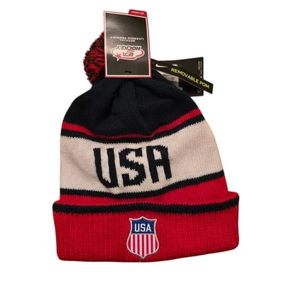 NUEVO CON ETIQUETAS EE. UU. Hockey Tossil Gorra Gorro Invierno Juegos Olímpicos Gorra Tejida Nike Foto 1 de 4