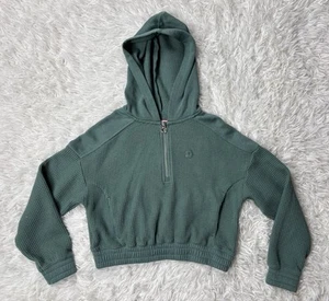 ๐ Girls LIMITED TOO 1/4 Zip Waffle Knit Cropped Hoodie ๐ Green Size M (10) Coz - Picture 1 of 7