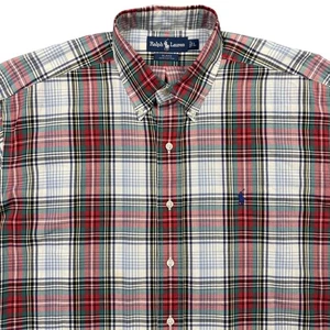 Camisa Ralph Lauren Blake Para Hombres L Tartán Cuadros Manga Corta Madrás Preppy Clásica - Imagen 1 de 12