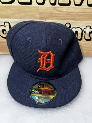 Detroit Tigers Hat Cap Fitted Kids 6 Navy Orange MLB Baseball 59FIFTY New Era - Image 1 of 4