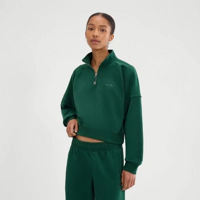 Ellesse Womens 1/4 Zip Sweatshirt Carrera Sweat Dark Green - Image 1 of 4