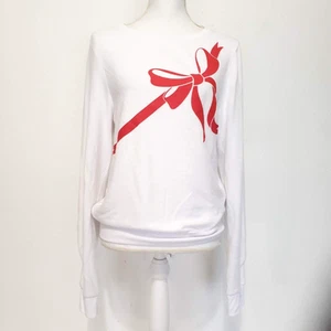 NEW!! Wildfox SIZE S Gift Wrapped Bow White Lightweight Sweater Sweatshirt Top - Picture 1 of 12